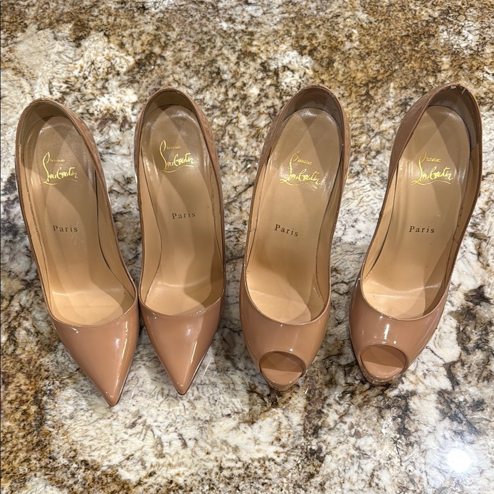 Christian Louboutin Nude Patent Leather Pumps bundle